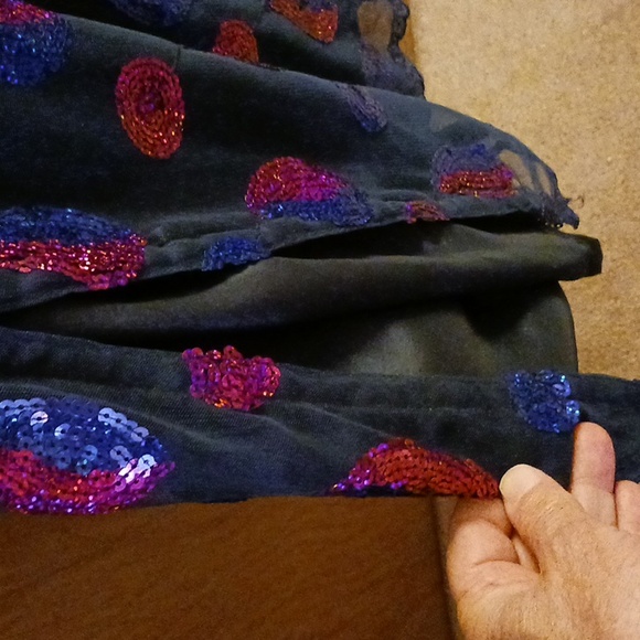 LONG GORGEOUS BLACK SHEER LINED DRESS, TAGLESS, SIZE L(?) - Picture 4 of 6